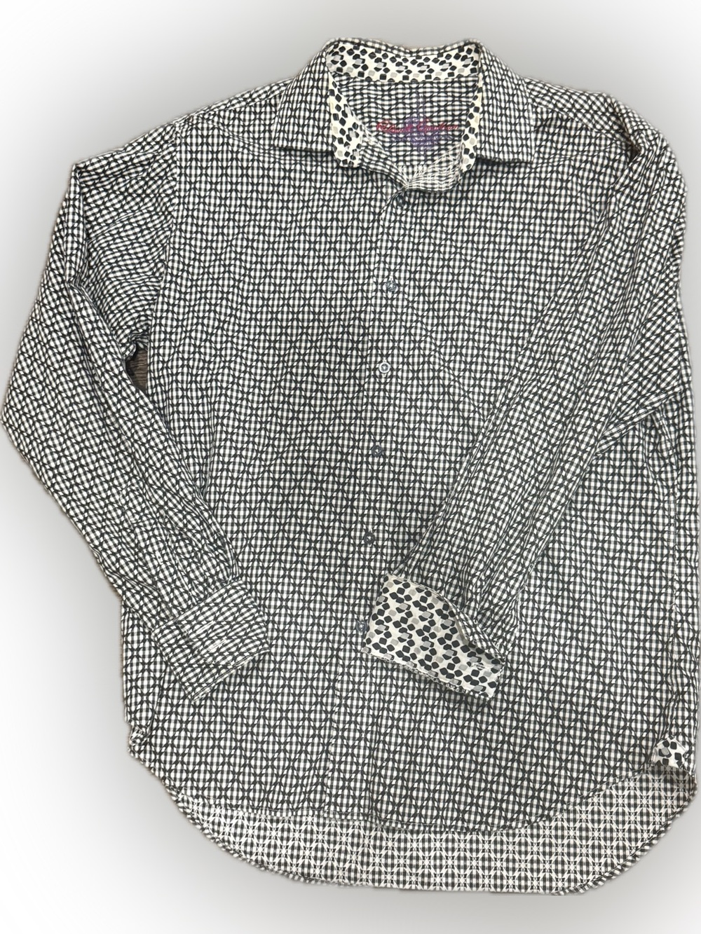 Robert Graham Black and White Design Button-Down Shirt | Sz L